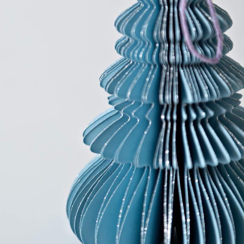 Blue Hand-Cut Honeycomb Paper Tree Ornament, 6